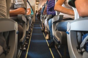 Aisle on a commercial aircraft free from obstacles