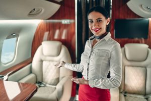 Flight attendant on a private aircraft
