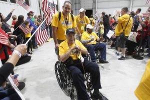Honor Flight Mission #19 returns home to Grand Aire hangar