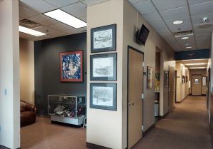 Original hallway and sitting room in Grand Aire's FBO office
