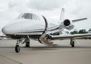 Private jet on ground ready for boarding