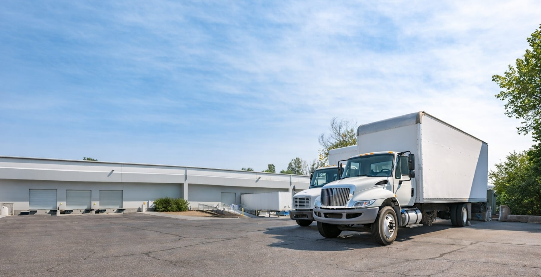 box trucks at the hangar