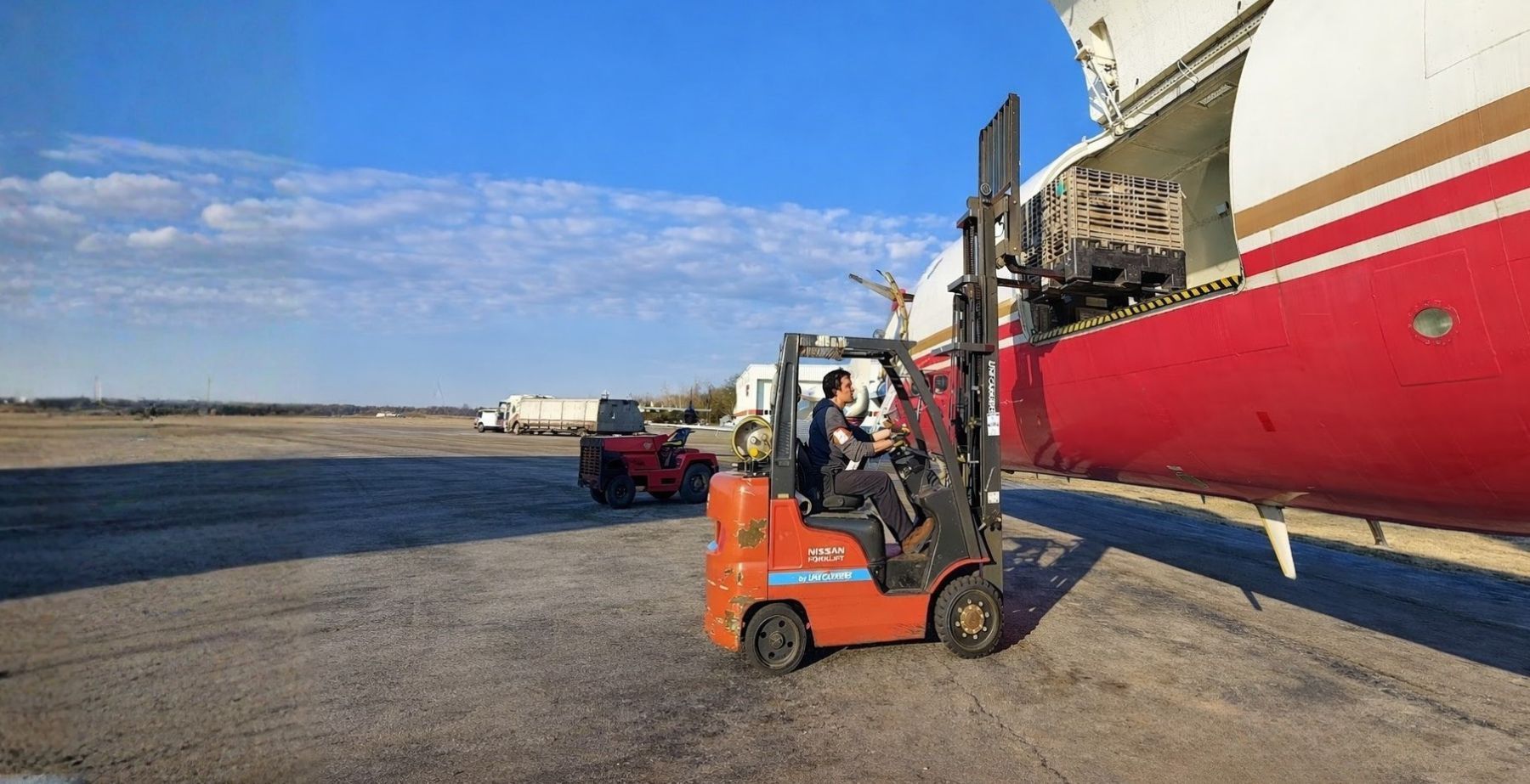 Cargo being loaded into a plane